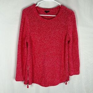 Talbots Pink Side Zip Chunky Knit Side Zip Pullover Sweater -Size Small